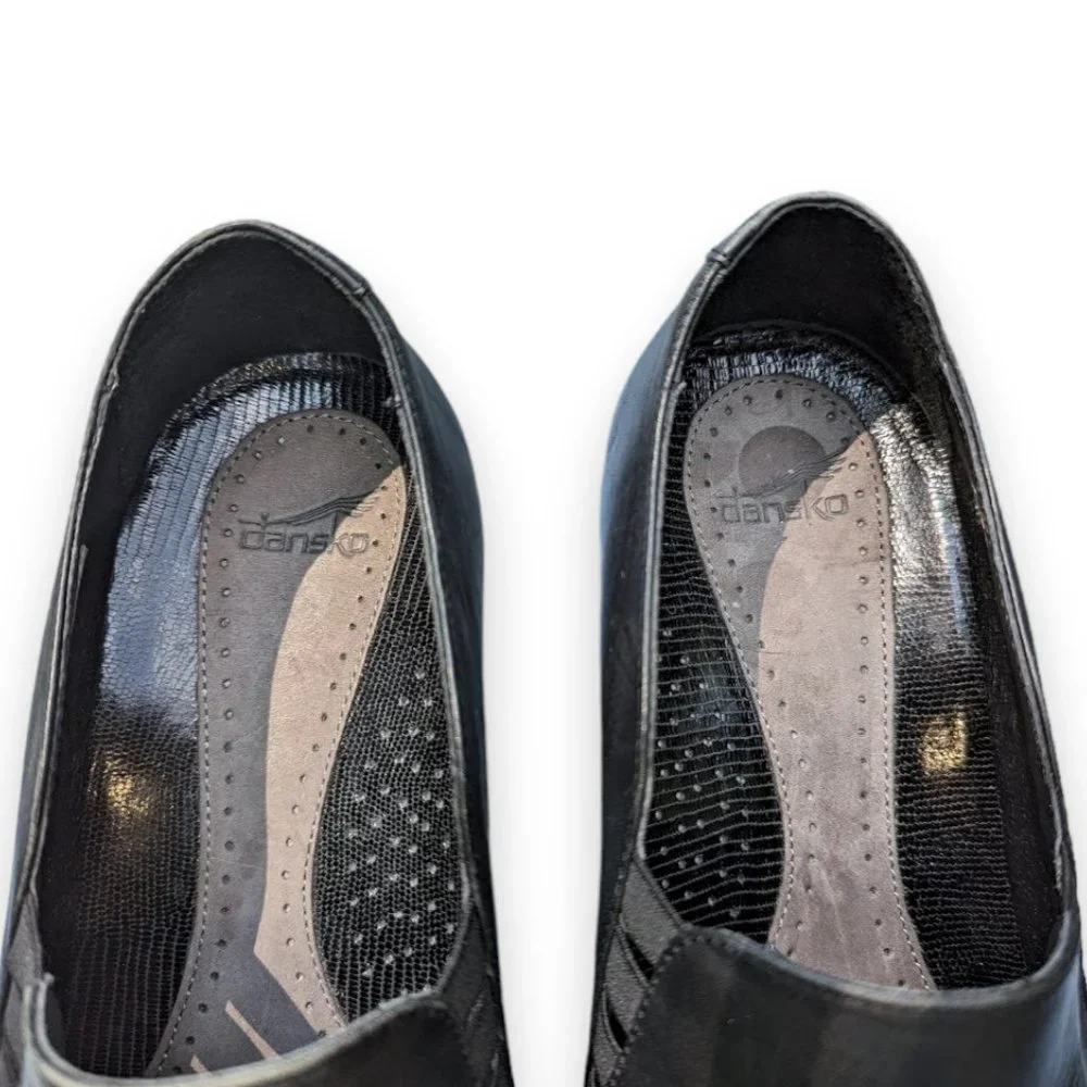 Dansko Raphael Black Leather Shoes Stretch Vamp Closed Toe Shaped Heel size 41 - Picture 4 of 9